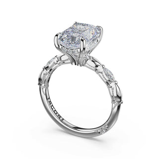 Marquise Pattern Radiant Solitaire Engagement Ring in 14kt White Gold