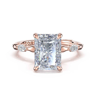 Marquise Pattern Radiant Solitaire Engagement Ring in 18kt Rose Gold