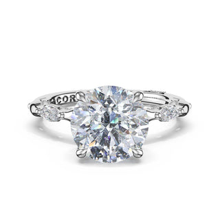 Marquise Pattern Round Solitaire Engagement Ring in Platinum