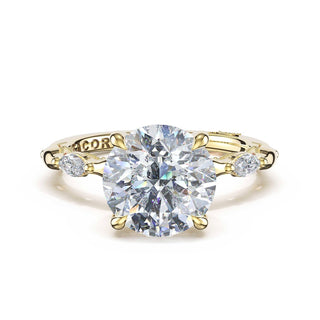 Marquise Pattern Round Solitaire Engagement Ring in 18kt Yellow Gold