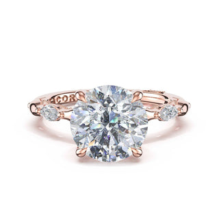 Marquise Pattern Round Solitaire Engagement Ring in 18kt Rose Gold
