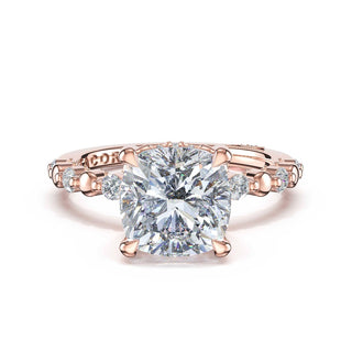 Round Pattern Cushion Solitaire Engagement Ring in 14kt Rose Gold