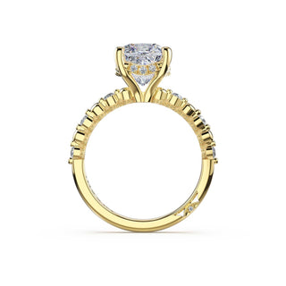 Round Pattern Cushion Solitaire Engagement Ring in 18kt Yellow Gold