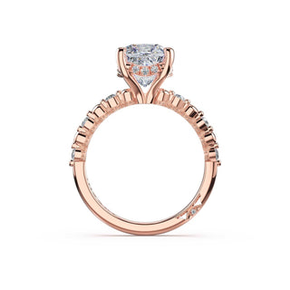 Round Pattern Cushion Solitaire Engagement Ring in 18kt Rose Gold