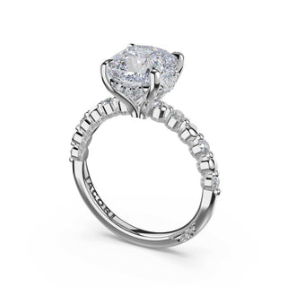 Round Pattern Cushion Solitaire Engagement Ring in 18kt White Gold