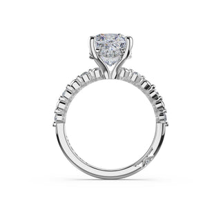 Round Pattern Cushion Solitaire Engagement Ring in 18kt White Gold