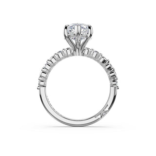 Round Pattern Marquise Solitaire Engagement Ring in Platinum