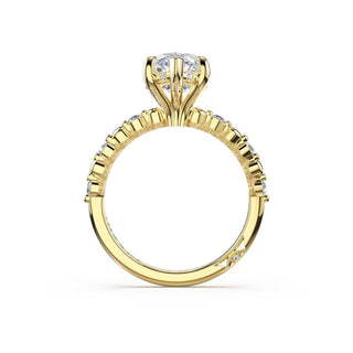 Round Pattern Marquise Solitaire Engagement Ring in 14kt Yellow Gold