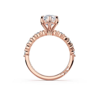 Round Pattern Marquise Solitaire Engagement Ring in 18kt Rose Gold