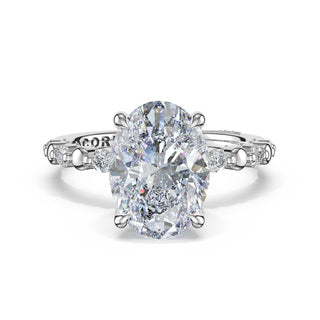 Round Pattern Oval Solitaire Engagement Ring in Platinum