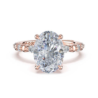 Round Pattern Oval Solitaire Engagement Ring in 14kt Rose Gold