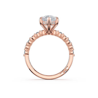 Round Pattern Pear Solitaire Engagement Ring in 14kt Rose Gold