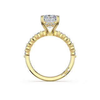 Round Pattern Radiant Solitaire Engagement Ring in 14kt Yellow Gold