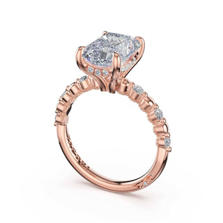 Round Pattern Radiant Solitaire Engagement Ring in 14kt Rose Gold