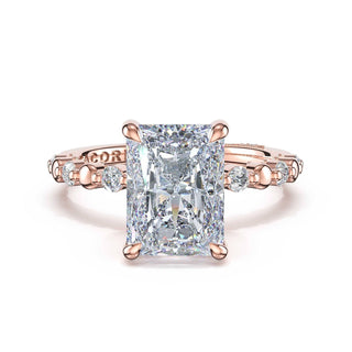 Round Pattern Radiant Solitaire Engagement Ring in 14kt Rose Gold