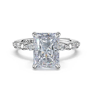 Round Pattern Radiant Solitaire Engagement Ring in 14kt White Gold