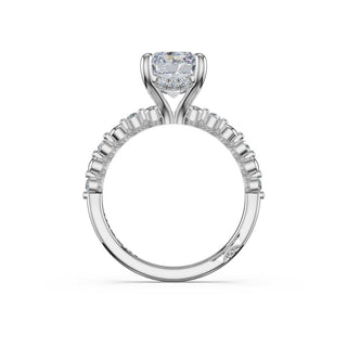 Round Pattern Radiant Solitaire Engagement Ring in 14kt White Gold