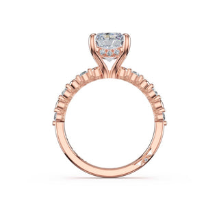 Round Pattern Radiant Solitaire Engagement Ring in 18kt Rose Gold