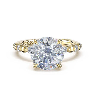 Round Pattern Round Solitaire Engagement Ring in 14kt Yellow Gold