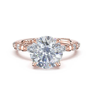 Round Pattern Round Solitaire Engagement Ring in 14kt Rose Gold