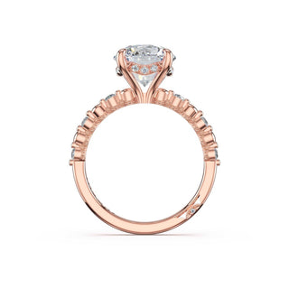 Round Pattern Round Solitaire Engagement Ring in 14kt Rose Gold