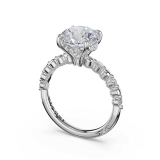 Round Pattern Round Solitaire Engagement Ring in 14kt White Gold