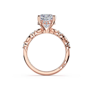Mixed Pattern Cushion Solitaire Engagement Ring in 14kt Rose Gold