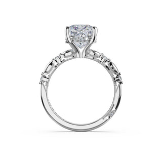 Mixed Pattern Cushion Solitaire Engagement Ring in 14kt White Gold