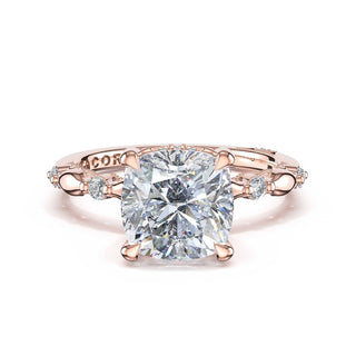Mixed Pattern Cushion Solitaire Engagement Ring in 18kt Rose Gold