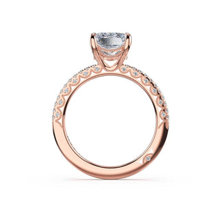 Half-Pavé Emerald Solitaire Engagement Ring in 14kt Rose Gold