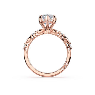 Mixed Pattern Marquise Solitaire Engagement Ring in 18kt Rose Gold