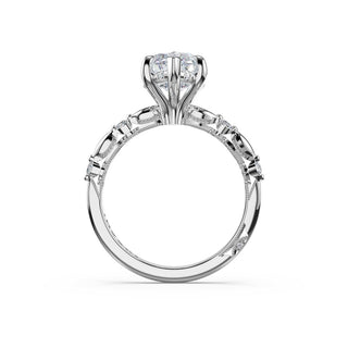 Mixed Pattern Marquise Solitaire Engagement Ring in 18kt White Gold