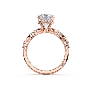 Mixed Pattern Oval Solitaire Engagement Ring in 18kt Rose Gold