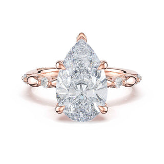 Mixed Pattern Pear Solitaire Engagement Ring in 14kt Rose Gold