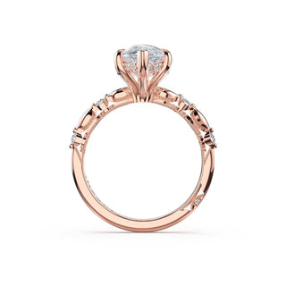 Mixed Pattern Pear Solitaire Engagement Ring in 14kt Rose Gold