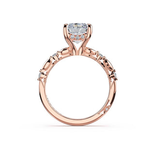 Mixed Pattern Radiant Solitaire Engagement Ring in 14kt Rose Gold