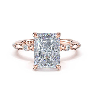 Mixed Pattern Radiant Solitaire Engagement Ring in 18kt Rose Gold