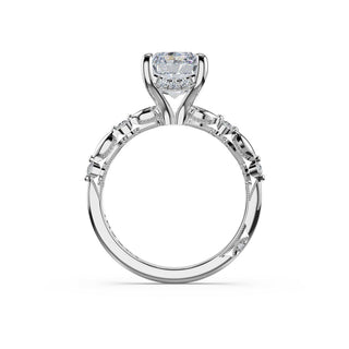 Mixed Pattern Radiant Solitaire Engagement Ring in 18kt White Gold