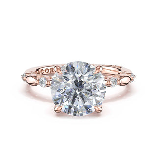 Mixed Pattern Round Solitaire Engagement Ring in 14kt Rose Gold