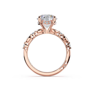 Mixed Pattern Round Solitaire Engagement Ring in 14kt Rose Gold