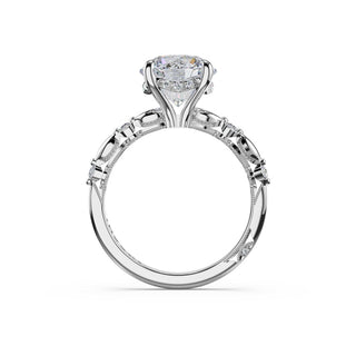 Mixed Pattern Round Solitaire Engagement Ring in 14kt White Gold