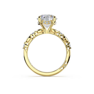 Mixed Pattern Round Solitaire Engagement Ring in 18kt Yellow Gold