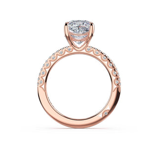 Half-Pavé Cushion Solitaire Engagement Ring in 18kt Rose Gold