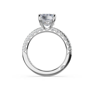 Half-Pavé Emerald Solitaire Engagement Ring in 14kt White Gold