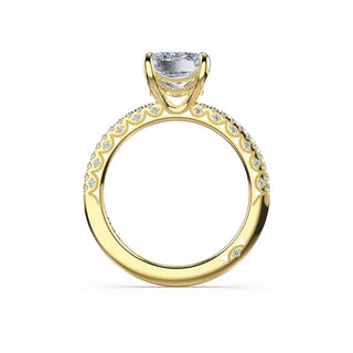 Half-Pavé Emerald Solitaire Engagement Ring in 18kt Yellow Gold