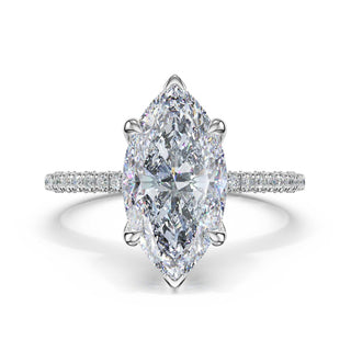 Half-Pavé Marquise Solitaire Engagement Ring in Platinum