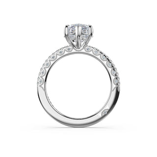 Half-Pavé Marquise Solitaire Engagement Ring in Platinum