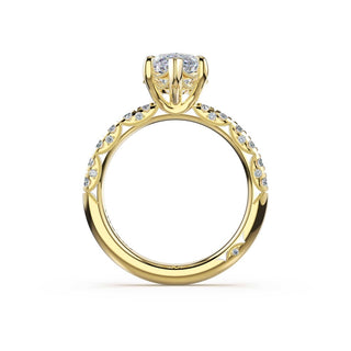 Half-Pavé Marquise Solitaire Engagement Ring in 14kt Yellow Gold