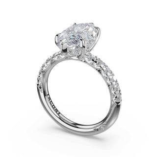Half-Pavé Marquise Solitaire Engagement Ring in 14kt White Gold