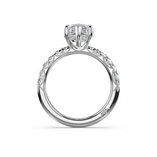 Half-Pavé Marquise Solitaire Engagement Ring in 14kt White Gold